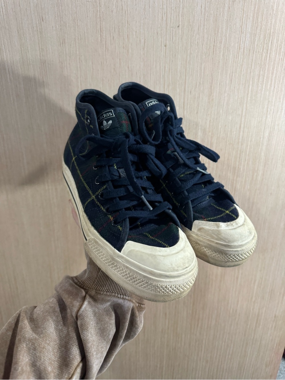 Adidas Nizza RF Platform Mid Plaid Platform Shoes H02707 Women's Size 8.5